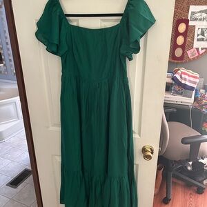 Listicle Green Ruffle Sleeve Sundress WITH POCKETS